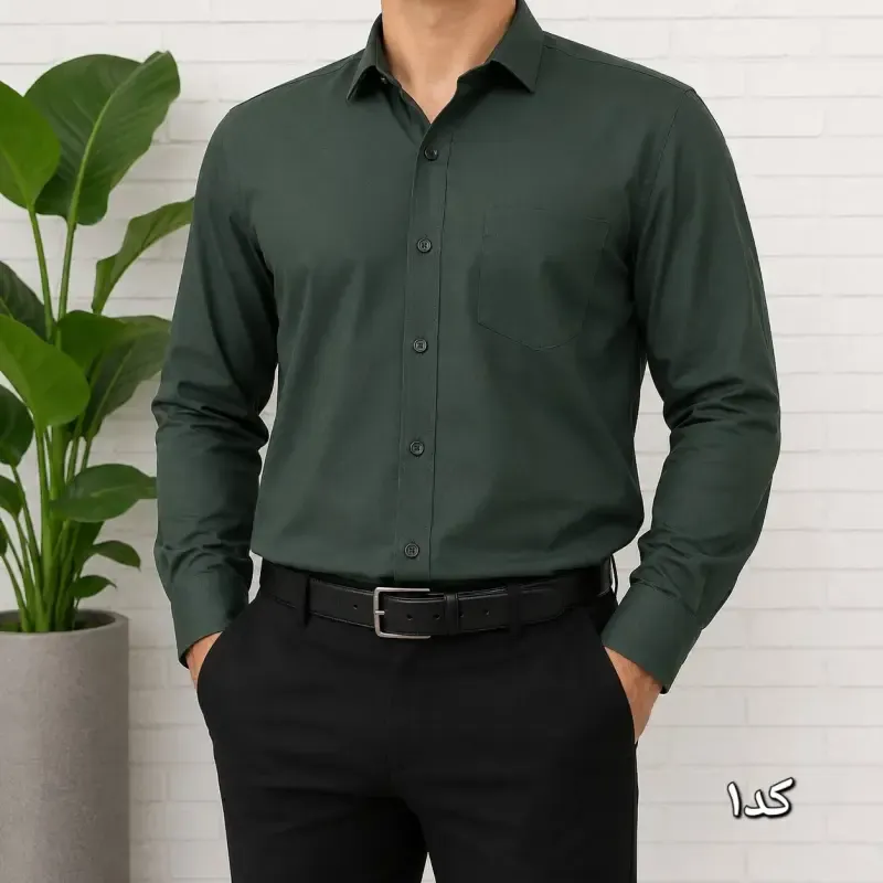 پیراهن آستین بلند مردانه پارچه کجراه و سوزنی نخی سایز L تا 2XL