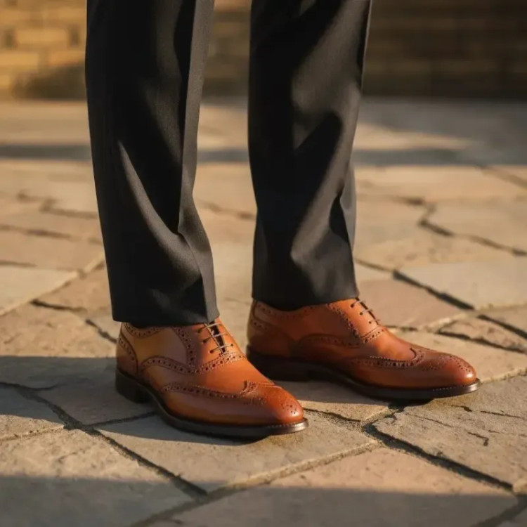 کفش مردانه مجلسی و اسپرت چرم مصنوعی خارجی درجه یک سایز 40 تا 44 رنگ قهوه ای عسلی